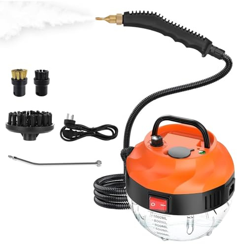 Teodute 3800W Pulitore a Vapore Portatile, 6 Velocità Regolabili, 1L Serbatoio Steam Cleaner, per Cucina Bagno Patio Piastrelle Fughe Pavimenti