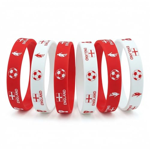 20Pcs World Cup Football 2026 England Bracelet, Silicone Wristbands with England Flag George Cross Flag, World Cup Sports Event Souvenir Rubber Bracelets for Fan Gifts, Football Party Decorations