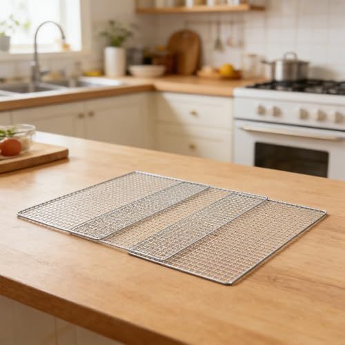 EaseSunny Griglia per barbecue usa e getta, griglia quadrata in acciaio zincato, resistente al calore, antiruggine, 60 x 30 cm, per cucinare pesce carne verdure all'aperto