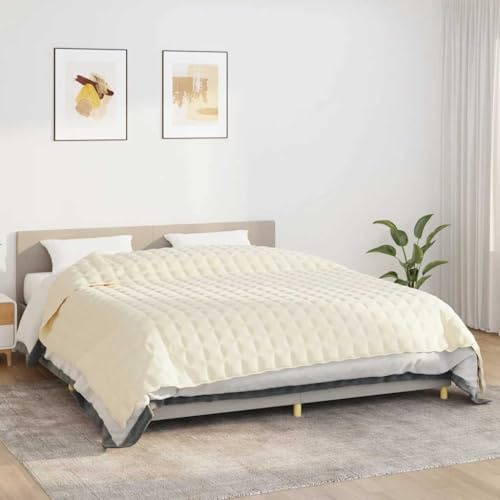 LoogCape Viktfilt 235 x 290 cm 15 kg ljuskräm täcke gosig filt för sovrum vardagsrum camping vinter sommar värmande