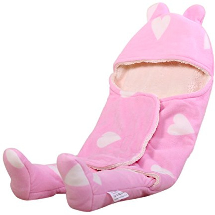 Ambrosya® | Kuschelweicher Strampler für Babys aus Fleece | Baby Babydecke Babystrampler Bett Bettdecke Erstlingsdecke Jahreszeiten Kinderdecke Kissen Kuscheldecke Strampler Tagesdecke (Rosa)