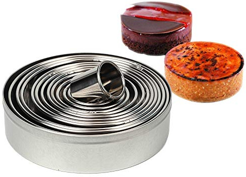 QLESHINING Lot de 12 Emporte Piece Rond,Emporte Piece Patisserie,Cercle a Patisserie,Emporte-Pièces en Acier Inoxydable pour Pâtisserie Gâteau Fondant Feuilletée Biscuit et Tartelettes