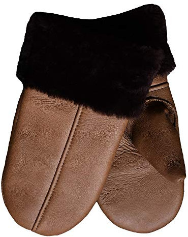 SamWo, Handschuhe/Fäustlinge für Damen, 100% Lammfell, Größe: S, mittelbraun