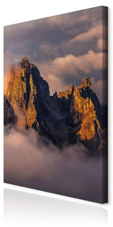 decomonkey Wandbilder Berge 80x120 cm 1 Teilig Leinwandbilder Kunstdruck | Strukturleinwand, Holzkeilrahmen, Bild auf Leinwand, Wanddeko, Wohnzimmer, Wanddekoration, Landschaft, Gebirge