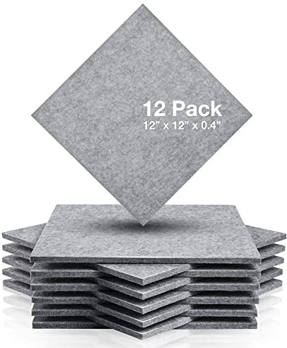 Fstop Labs 12 Stücke Akustikschaumstoff, 1x30x30 cm, 3D Hochdichte Schallabsorber Wand, Hall-Echo-Fliesen reduzieren, Schalldämmung für Tonstudio, Aufnahmestudios, Büro, Grau
