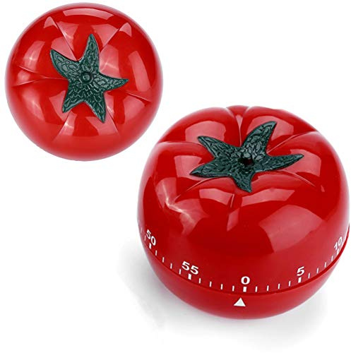Pomodoro Timer,Temporizador de Cocina Temporizador de cocción, mecánico en Forma de Tomate 60 Minutos Temporizador de Cuenta Regresiva Ayudante de cocción y cocción de la Cocina(S)