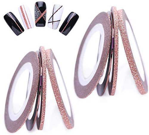8 Rolls Rose Gold Nail Striping Tape Line Decoration Matte Texture Nail Striping Decal Foil Tips Tape Line for DIY Nail Art Decorations