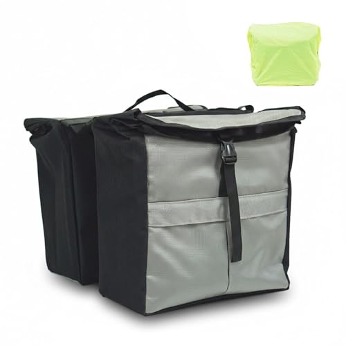 Vincita Top Load Double Pannier Water Resistant Cycling Side Bags - with Rain Cover, Large, Carrying Handle, Reflective Spots - Bike Rack Carrier Saddle Bag