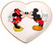 Disney Bandeja de cerámica con forma de corazón de Mickey y Minnie Mouse