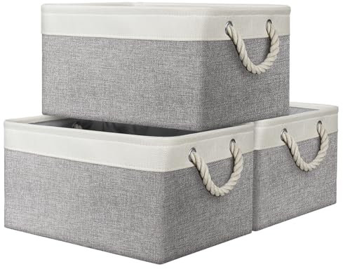 Large Storage Box, 3 Pack Fabric Storage Basket with Handles, Waterproof Foldable Storage Baskets Home Organizer for Toys, Clothes, Office Supplies and Other Sundries