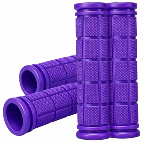 CHUNZEXI 4 PCS Bike Handlebar Grips, Rubber Bicycle Bar Grips Replacement, Non-Slip Handle Grips for Kids Bikes, Scooters, BMX, Mountain & Cruiser Bikes (Purple)