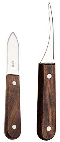 2 Stücke Austernmesser Garnelenschäler Edelstahl Austernöffner Holzgriff Austern Shucker Muschel Meeresfrüchte Öffner Werkzeug Set Oyster Opener für Krabben Besteck