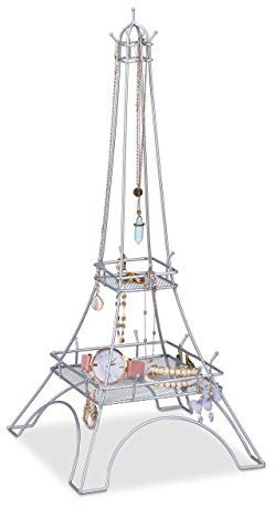 Relaxdays Schmuckständer Eiffelturm, Ketten, Ringe & Armbänder, Schmuckaufbewahrung Metall, HBT: 47x21x21 cm, Farbwahl