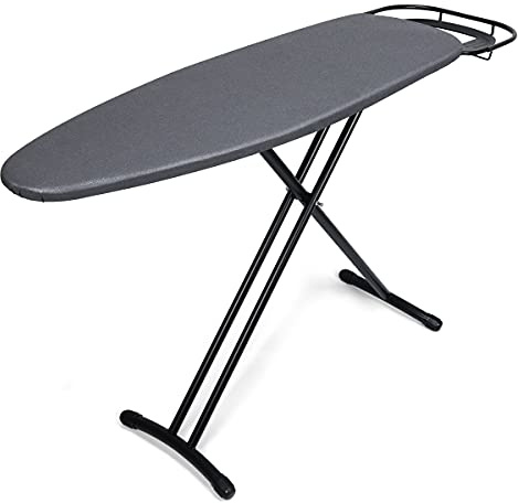 Duwee Ironing Board with Retractable Iron Rest, Large Wide Ironing Boards with Adjustable Height,Heat Resistant Cover with Thick Felt Pad, Black, 36 x 111cm