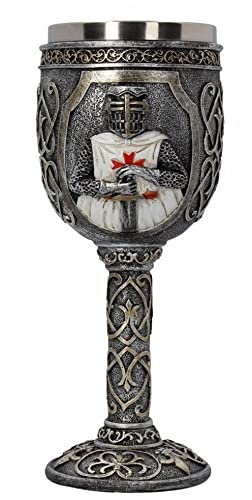 Cáliz de plata templario caballero cáliz cruzado estilo medieval adorno gótico decoración