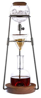 Liudan Coffee Pot Ice Drip Coffee Maker Cold Brew Coffee Maker Household Glass Silver Rose Gold Hand Coffee Maker 500ml Coffee Kettle (Color : Black)
