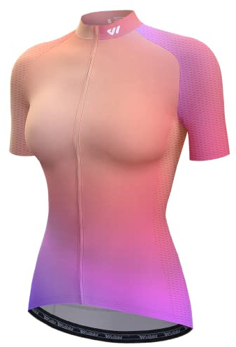 Womens Cycling Jersey Short Sleeve,Bike Bicycle Top Biking Shirts Women with Pockets Neon