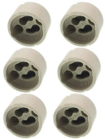 TWDRTDD GU10-Sockel-Lampenfassung, Keramik, GU10-Lampenfassung, GU10-Anschlusssockel für LED- und Halogenlampen (Druckdrahtkontakte, 6er-Pack)