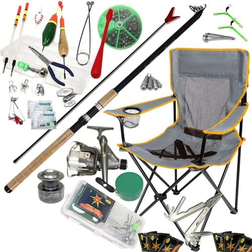 Vario Karpfen AAL Angelset | 3m XL Komplettset mit Tasche + Anglerstuhl + Köderboxen + Zubehör