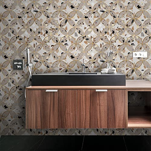 Stickers Muraux 20x20cm Pierre À Aiguiser Stickers Carrelage Auto-Adhésif, Autocollant Carreau de Cristal Effet Brique, Imperméable Stickers Carrelage Mural pour Cuisine Chambre（12pcs）