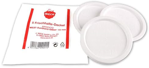 Weck Extra große Frischhaltedeckel, 5 Stück, Frischhaltedosen, 5 Stück (XL = 120 mm Öffnung), passend für Modell 750