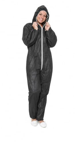 BICAP 10 x Einweg Overall schwarz | Maleroverall Schutzanzug für leichte Malerarbeiten, Lackierarbeiten, Reinigungsarbeiten | Maleranzug Schutzkleidung Lackieranzug Einweganzug Overall mit Kapuze