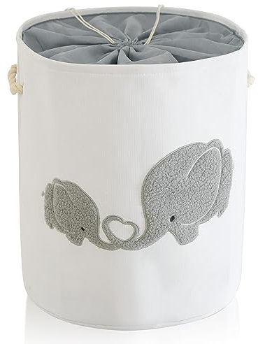 Baby Wäschekorb für Kinderzimmer, 58L Extra Großer Babywäschekorb mit Zugverschluss Aufbewahrungskörbe für Kinderspielzeug Kinderzimmer Zuhause Geschenkkorb Spielzeug Korb, (Grau)