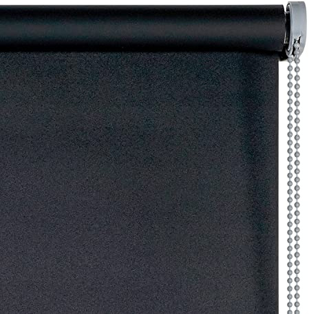 Estor Opaco, Estor Enrollable 100% Blackout, Estor oscurante para Ventanas y Puertas, Night Negro - ESTORES Basic, 60 x 180cm