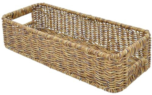 Luxshiny cesta mimbre Cubertería De Ratán Bandeja Cesta Porta Cubiertos De Cocina Organizador De Vajilla Tejida De Mimbre Para Servir Utensilio De Cocina Cajón Organizador Invitado Toalla