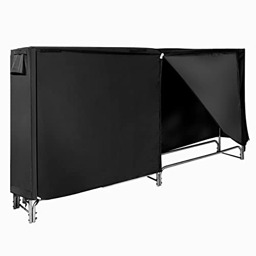 GYMAX Porte-Bûches avec Housse, Support pour Rangement de Bûches,Range-bûches pour Cheminée, Support pour Bois, pour Intérieur/Extérieur (240 x 35,5 x 122,5 cm)