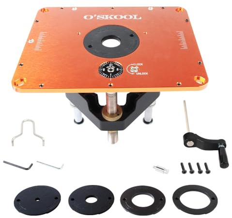O'SKOOL Router Lift Systems for 4.2 Diameter Motors, 9-1/4'' x 11-3/4'' Plate 5-Piece Insert Ring Kit, RTS013
