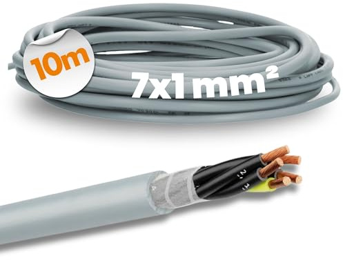 Lapp 10m Ölflex Classic FD 810 Steuerleitung 7x1 mm² Schleppkettenleitung | Hochflexible PVC-Leitung 7G1 mm2 in Grau - Ölfeste 7-adrige Anschlussleitung für Schleppkette & Maschinenbau
