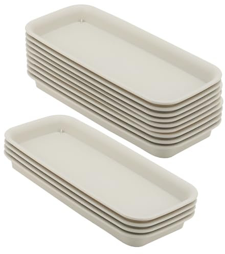 MUKCHAP 12 Stück Pflanzen Untersetzer Rechteckig 30,5 cm Beige Rechteckiger Untersetzer Blumentopf Tropfschale Kunststoff Blumentopf Tablett für Indoor Outdoor Pflanzgefäße