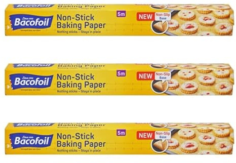 3 Pack Non Stick Baking Paper 38cm Wide x 5m Long | Ideal for Kitchen Use - Easy Cleanup & Hassle-Free Baking (Pack of 3)
