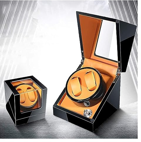RUTAVM Boîte à Montres Montres Remontoir de Montre Automatique Boîte for 2 présentoirs Mallette de Rangement Oreillers en Cuir Moteur Silencieux 5 Modes de Rotation Atmosphère LED Ecrins pour Montres