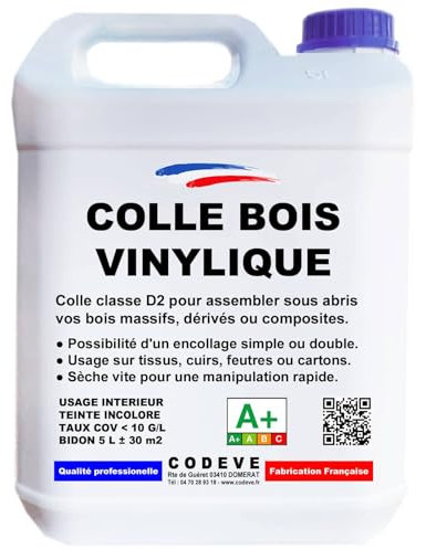 Colle Vinylique - Codeve Bois - 20L - Intérieur - Pour L'assemblage Sous Abri D'un Bois Massif, Dérivé, Stratifié Ou Composite.