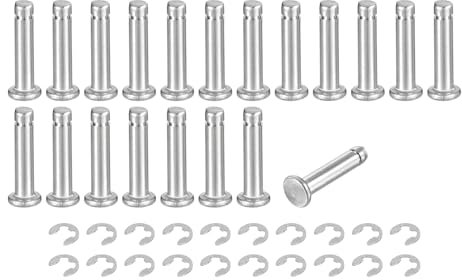 QUARKZMAN 20er Set M4x18mm 304 Edelstahl Zylindrischer Wellensicherungsring Positionierungsstift, Flachkopf gerillter Scharnierzylinder Positionierungsstift mit E-Clip Sicherungsring, Silber