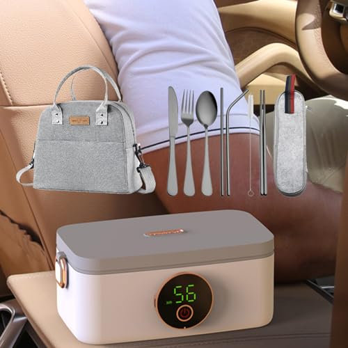 CNAOHGHN Contenitore termico per il pranzo da 1000 ml, contenitore elettrico per alimenti Bento, riscaldamento/isolamento wireless, mantiene al caldo per 5 ore, impostazione a 6 velocità, batteria