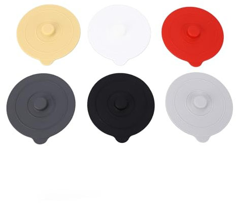 6Pcs Silicone Cup Covers Dustproof Mug Cover Round Universal Cup Cover 3.74 Inches Red Yellow Black White Dark Grey Light Grey for Drink Cup Mug Wine Glass Coffee Cup