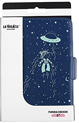 WONDEE La Volatil Oportunidad Funda eBook 7 a 8 Pulgadas, Funda Universal Libro Electrónico, Ajustable, con portatarjetas y portadocumentos - Compatible con Kobo, Kindle Paperwhite y Todos de 7 a 8