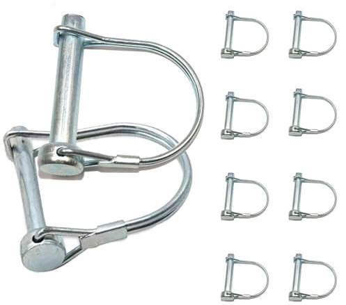 GVSS 10 Pièces Goupille de Verrouillage Forme D 8 x 60 mm, Goupille Clip 8mm Axe de Verrouillage,Goupille Agricole,Pour Jardin,Pelouse,Remorques