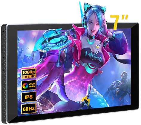 7 inch Portable Monitor Touchscreen, Mini Monitor IPS 1080P 1920 * 1080 60Hz, LCD Display Second Screen Small USB C HDMI Monitor, Ultra Thin Lightweight for Gaming Switch PS5 Xbox Laptop PC