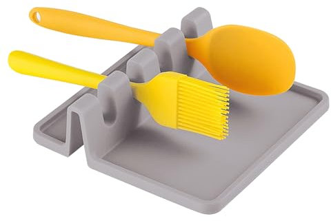 Silicone Utensil Holder with Drip Pad, Silicone Rest Pad Ladle/Spatula/Spoon/Tongs Holder Kitchen Utensil Rest Spoon Holder Rest for Kitchen Counter and Stove Top, Heat Resistant BPA-Free