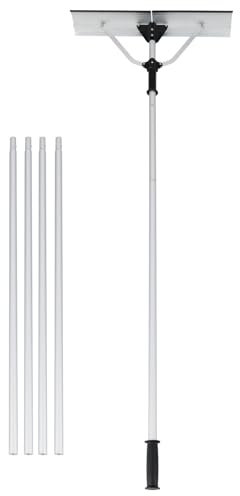 SOARS Schneeschaufel Dach Alu, Schneeschieber mit 192 - 634cm Teleskopstange, Dachräumer mit Gummielippe & klappbarem Schneeschild, Dachschneeräumer, Schneeräumer
