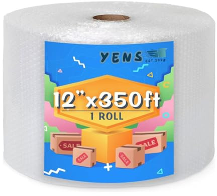 Stor återvunnen rulle med 107 m små bubbeldämpande rullar 30 cm bredd perforerad var 30 cm för förpackning, frakt, post, flytt