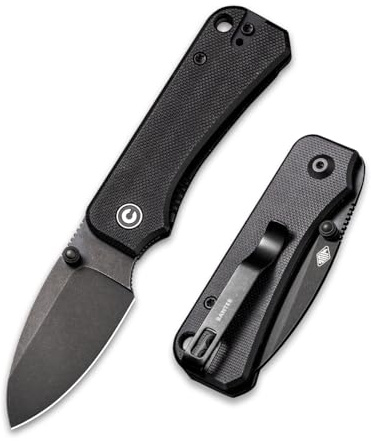 CIVIVI Baby Banter Taschenmesser Klappmesser mit 5,94cm Nitro-V Klinge | Schwarzem G-10 Griff, EDC Outdoor-Messer mit Clip C19068S-2