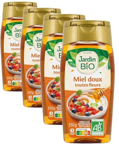Jardin BiO étic - Miel Doux Toutes Fleurs 350 g (Lot de 4)
