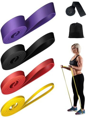 Élastique Musculation Zumhigh - Ensemble de 3 Bandes de Résistance avec Ancrage de Porte pour Entraînement Pilates, Yoga, Stretching, Rééducation Physique et Élastique Musculation Traction