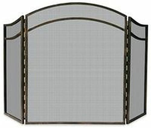 Kaminschirmschutz, Kaminschirme, 3-Fach faltbar, antik, rostig, Schmiedeeisen, Bogen-Kaminschirm – 78,7 cm H x 130,8 cm B, Kaminschirm, Flacher Kamin