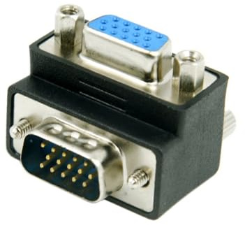 cablecc HDB15Pin VGA RGB Screw Type Male to Female Down Angled 90 Degree Nut Type Extension Adapter for Monitor Displays